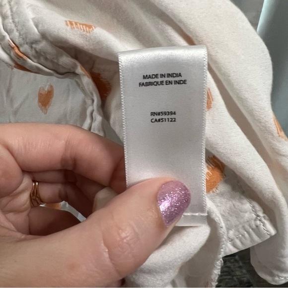 Beachlunchlounge White and Orange Heart Blouse XS - Picture 5 of 7